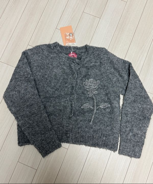 MUSINSA公式 | SINOON Rose Flower Cardigan (Melange Grey)