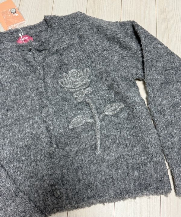 MUSINSA公式 | SINOON Rose Flower Cardigan (Melange Grey)