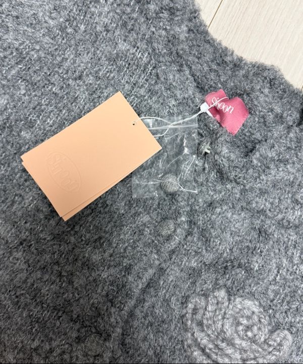 MUSINSA公式 | SINOON Rose Flower Cardigan (Melange Grey)