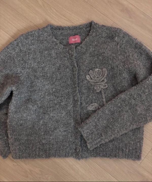 MUSINSA公式 | SINOON Rose Flower Cardigan (Melange Grey)