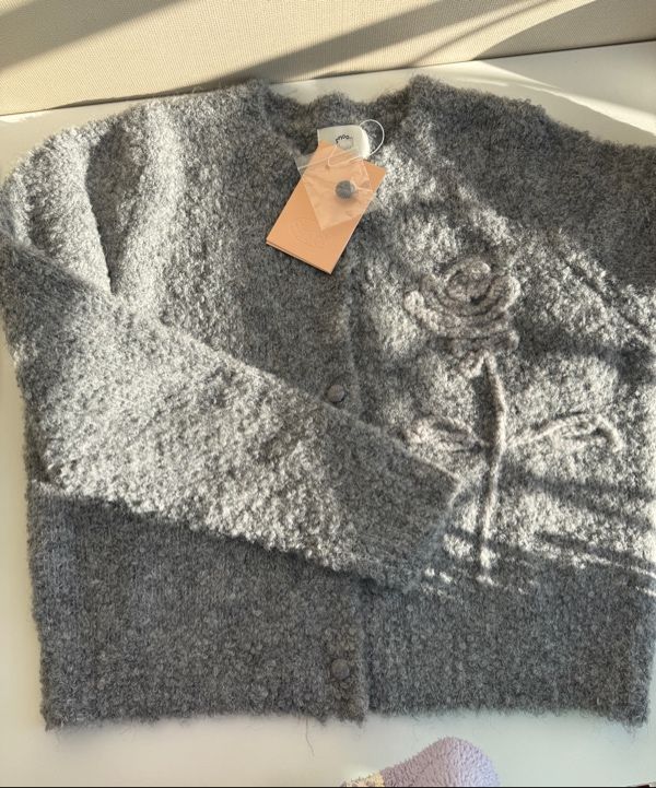 MUSINSA公式 | SINOON Rose Flower Cardigan (Melange Grey)