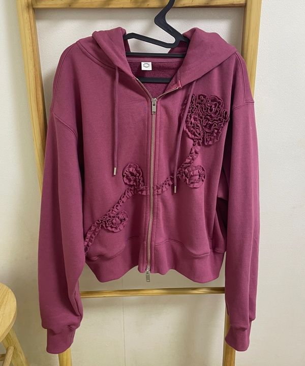 MUSINSA公式 | SINOON Rose Frill Hoodie Zipup (Rose)