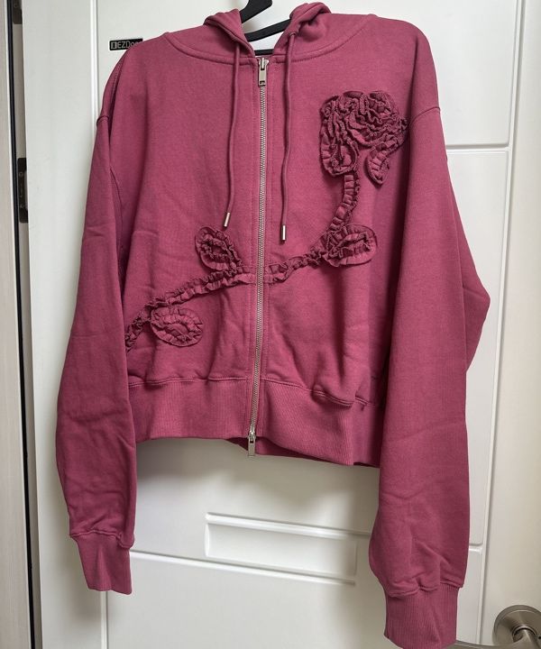 MUSINSA | SINOON Rose Frill Hoodie Zipup (Rose)