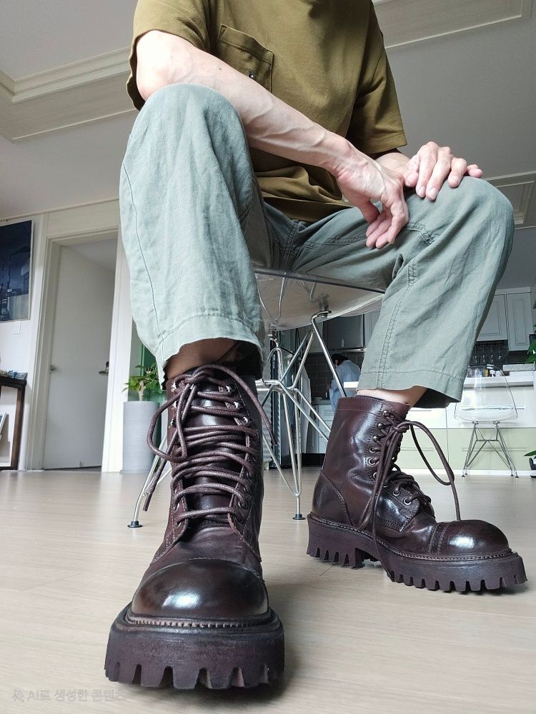 MUSINSA | YASE 6.5cm Air Commando Sole Horsehide Boots Brown
