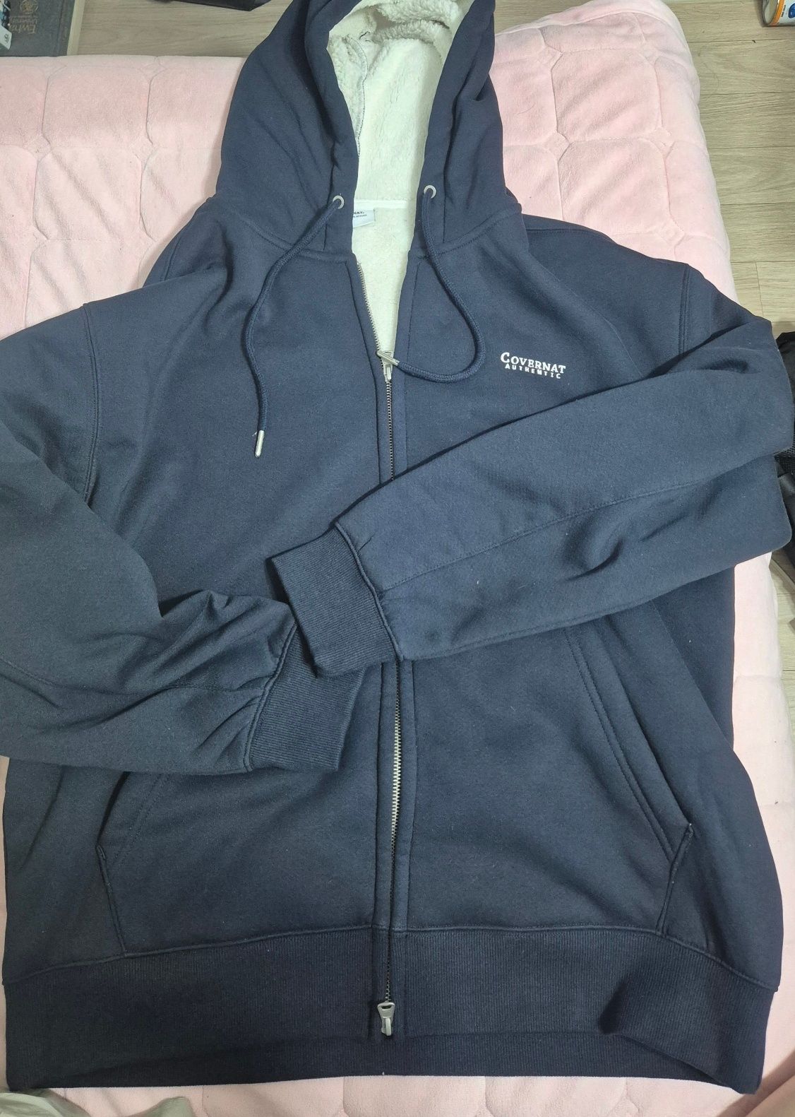 MUSINSA公式 | COVERNAT Small Authentic Boa Hoodie Zip Up Navy