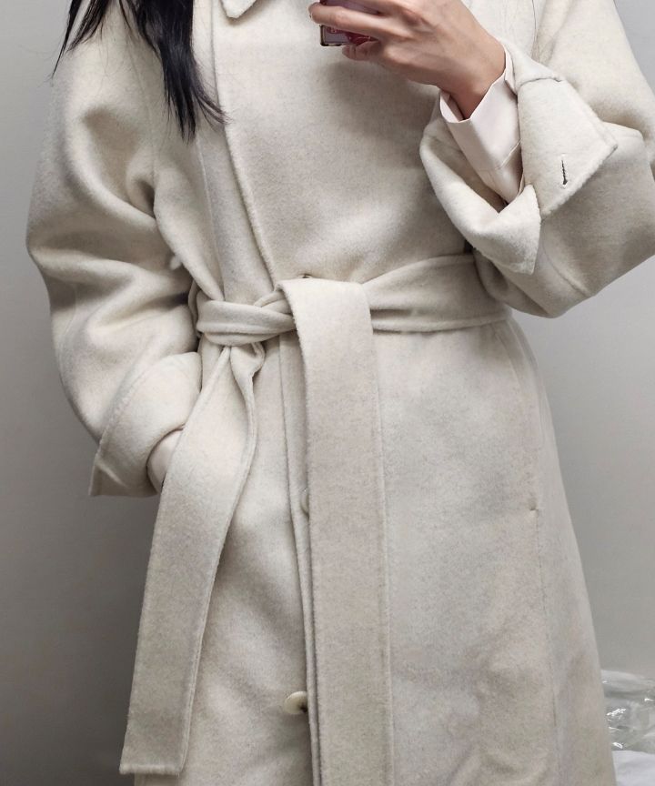MUSINSA | LINGSEOUL handmade cashmere belted coat-ash brown