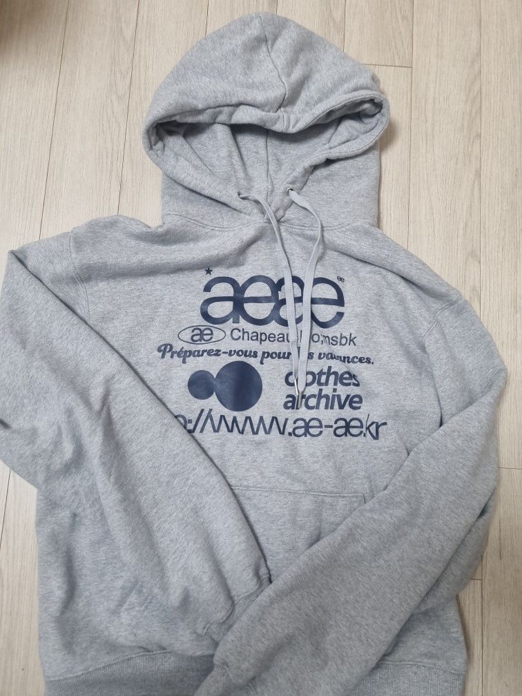 MUSINSA | AEAE WEB LOGO LOOSED HOODIE [MELANGE GREY]