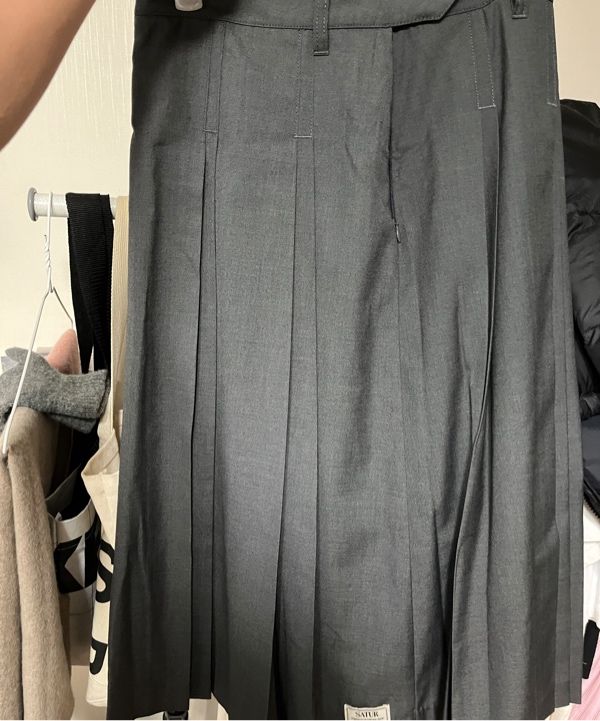 【SATUR】Wool Pleats Skirt Brown Midi Wool Skirt, Long Pleated Wool Skirt, Brown Swing Wool