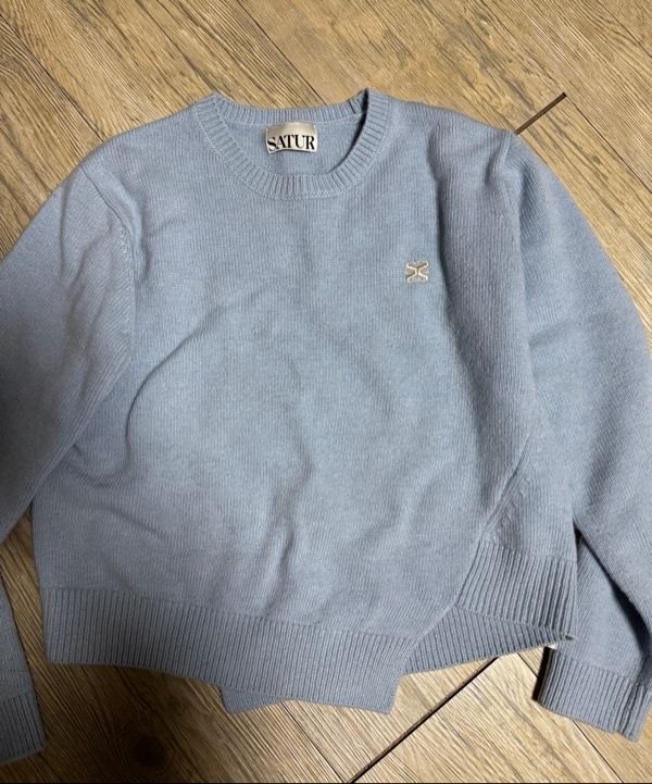 ◆SATUR◆ Dublin unbalanced cashmere blend knit ice blue SA2 MUSINSA | SATUR Dublin Unbalanced Cashmere Blend Knit Ice Blue