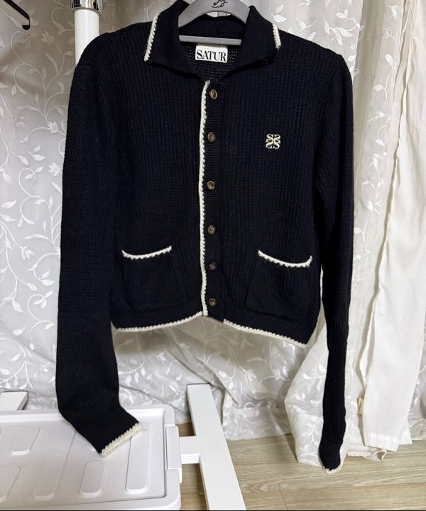 ★SATUR★ W Bluff Raccoon Collar Knit Cardigan Navy MUSINSA公式 | SATUR (W) Bluff Raccoon Collar Knit Cardigan Navy