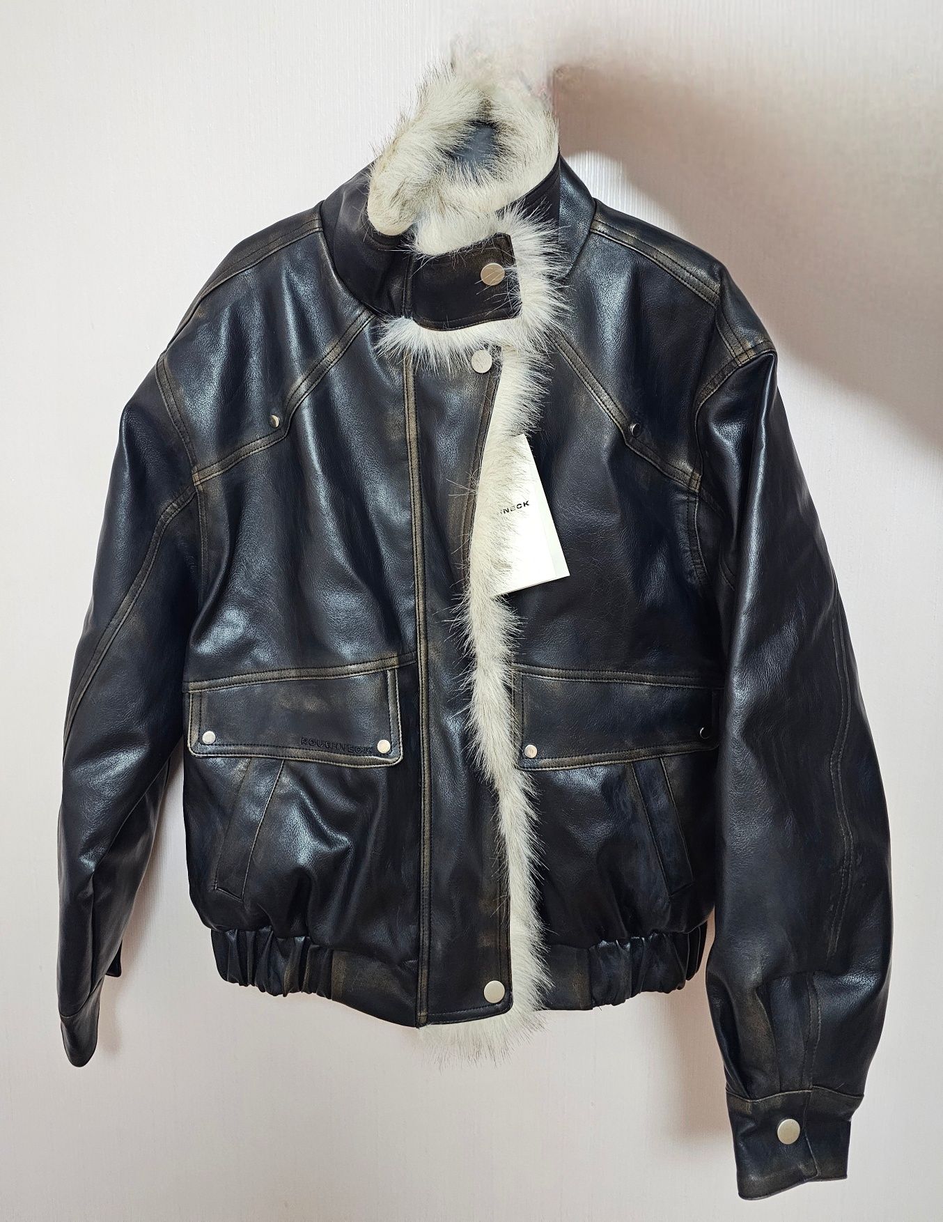 MUSINSA公式 | ROUGHNECK Washed leather mustang jacket