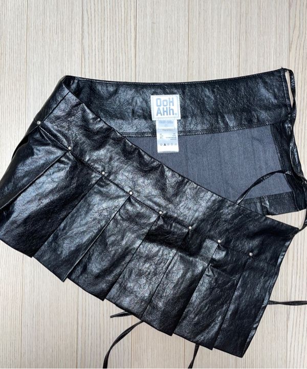 MUSINSA | OOH-AHH Leather Layered Skirt (Brown)