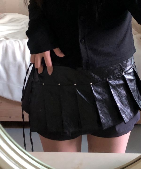 ●OoH AHh!● LEATHER LAYERED SKIRT (2色) ○OoH AHh!○ LEATHER LAYERED SKIRT (2色)