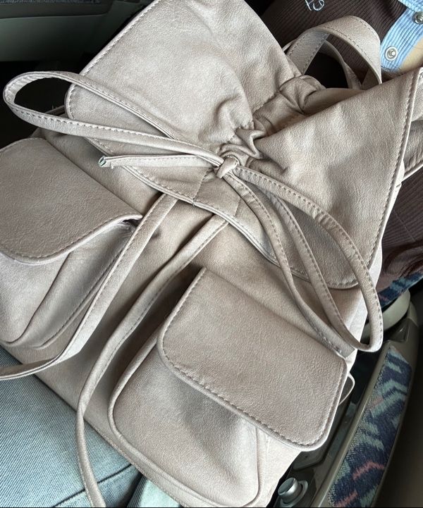 MUSINSA | ZEROPLANET Vegan Leather Shirring Ribbon Backpack [PINK]