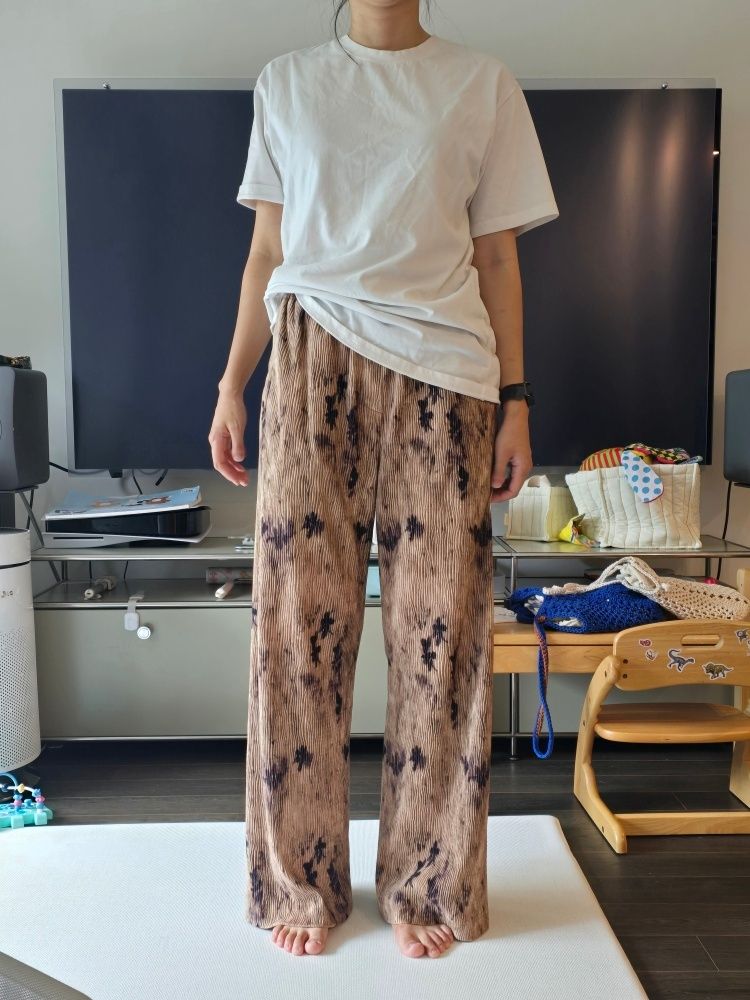 MUSINSA | EN OR SMUDGE VELOUR BANDING PANTS - BEIGE