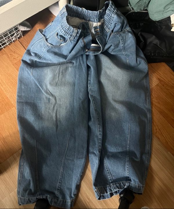 MUSINSA | ANGLAN Pit Pocket Dart Denim Balloon Pants - Denim