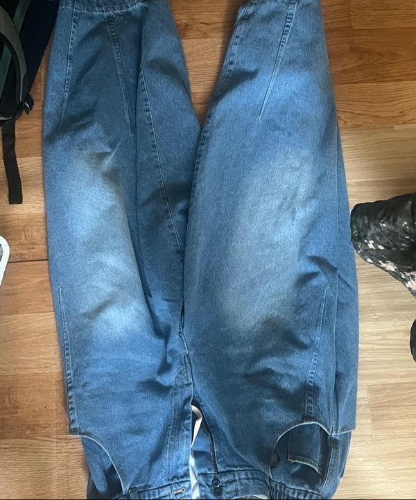 MUSINSA | ANGLAN Pit Pocket Dart Denim Balloon Pants - Denim