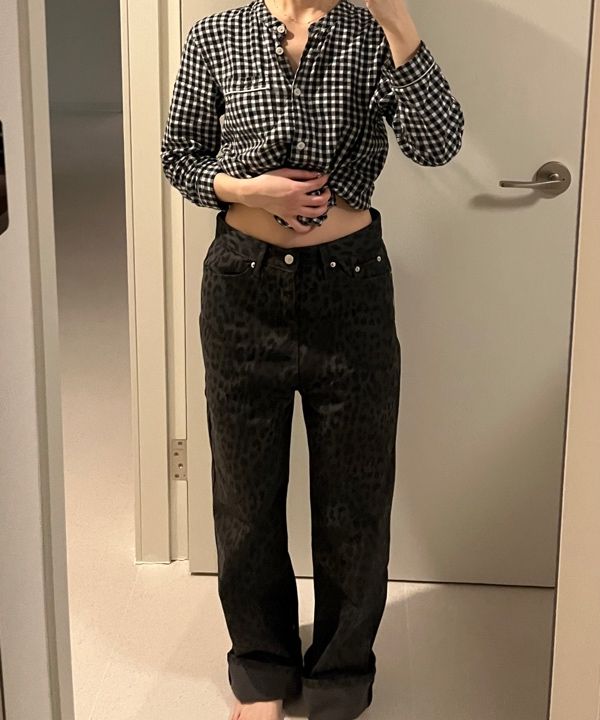 ◆OAFISH◆ Wide leopard pants charcoal 24FW 040 MUSINSA | OAFISH Wide leopard print pants, charcoal