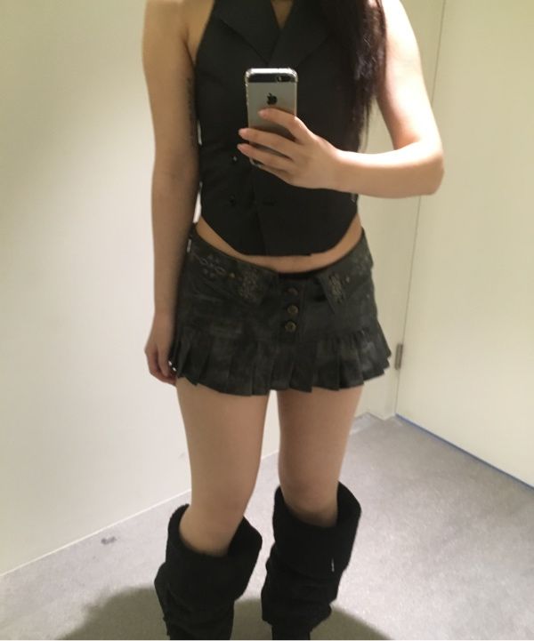 MUSINSA | SCULPTOR Western Faux Leather Micro Skirt Black