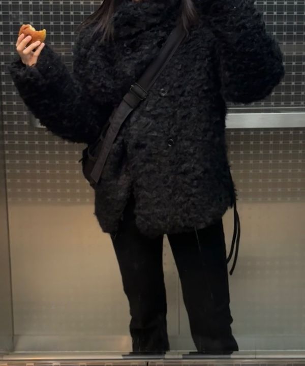 MUSINSA公式 | COYSEIO HAIRY FUR JACKET BLACK