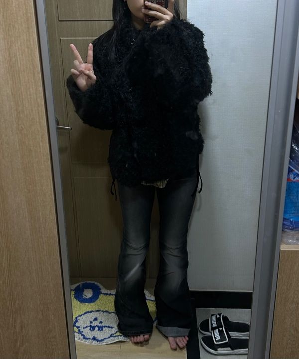 MUSINSA公式 | COYSEIO HAIRY FUR JACKET BLACK