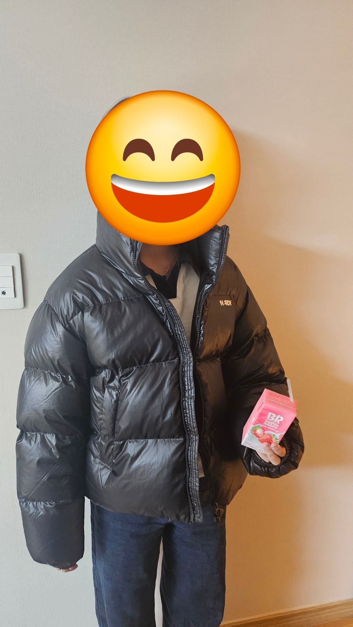 MUSINSA | NERDY Women's Essential Glossy Down Jacket (Black