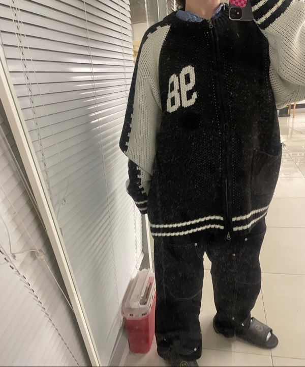 MUSINSA | MAINBOOTH Windows 98 Sukajan Sweater(BLACK)