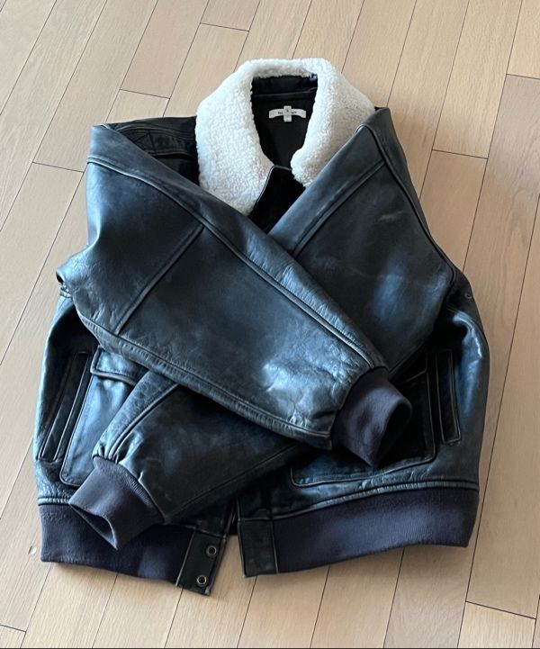 MUSINSA | GLOWNY AIR FORCE LEATHER JACKET (WASHED BLACK)