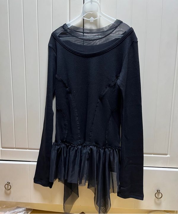 MUSINSA | FLAREUP Layered Lace Frill Long Sleeve (FL-137_Gray)
