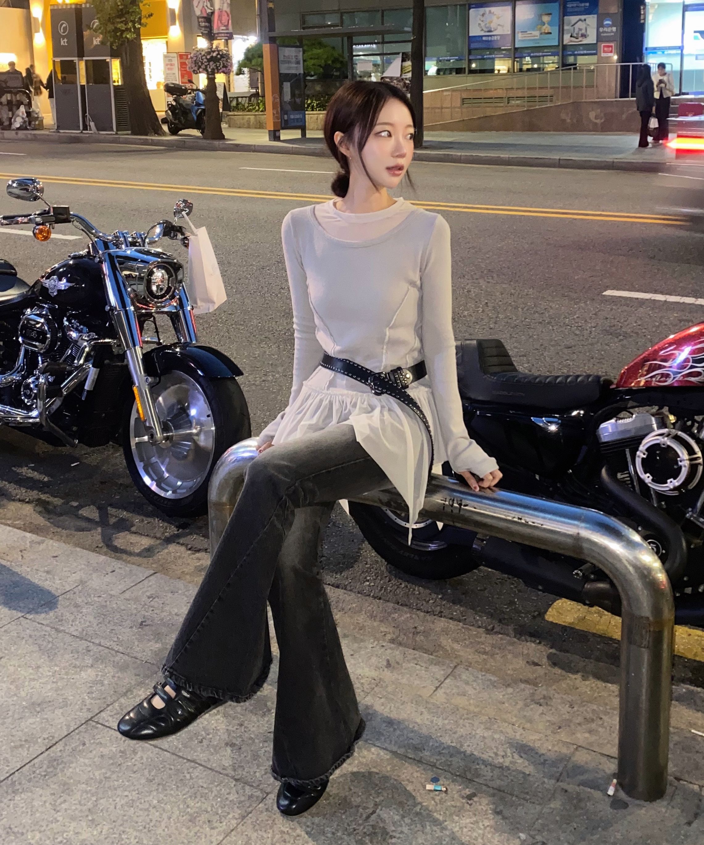 MUSINSA | FLAREUP Layered Lace Frill Long Sleeve (FL-137_Gray)