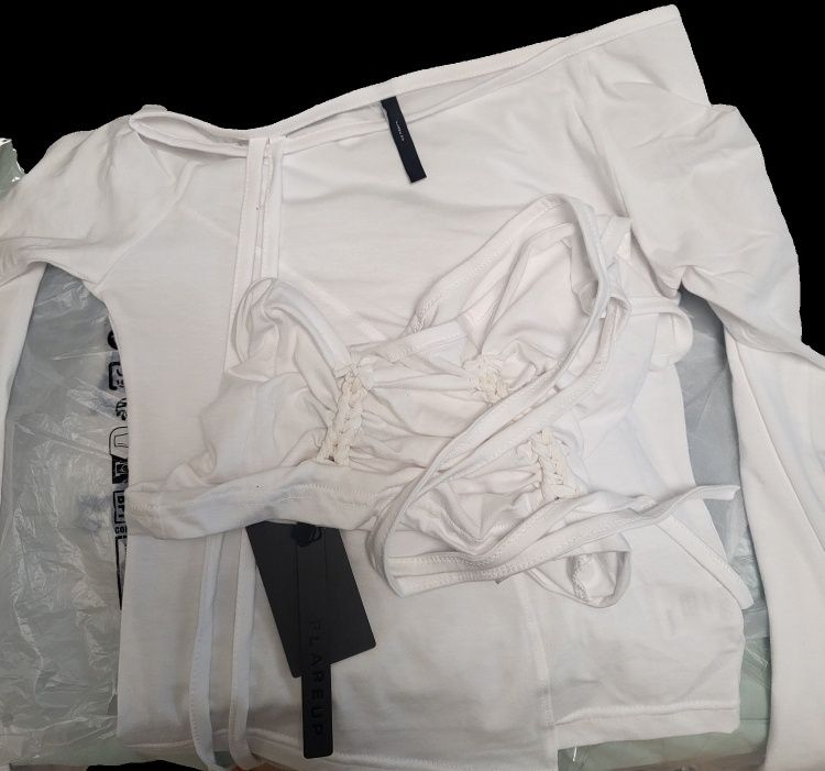 【FLARE UP】Handmade Twisted Layered Top [SET] /追跡付 FLAREUP】[SET] Handmade Twisted Layered Long Sleeve | OUR