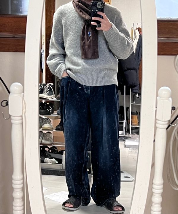 MUSINSA | MILLO ARCHIVE Crop Silhouette Knit [Melange Gray]