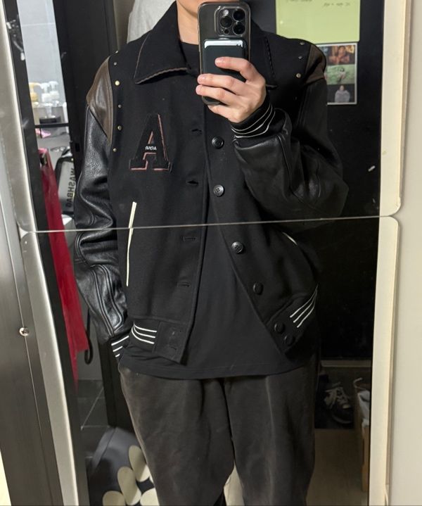 MUSINSA公式 | ANDERSSON BELL A Patch Wool & Leather Varsity