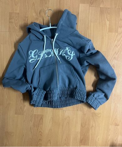 MUSINSA | GLOWNY BONNIE CROP ZIP UP (CHARCOAL)