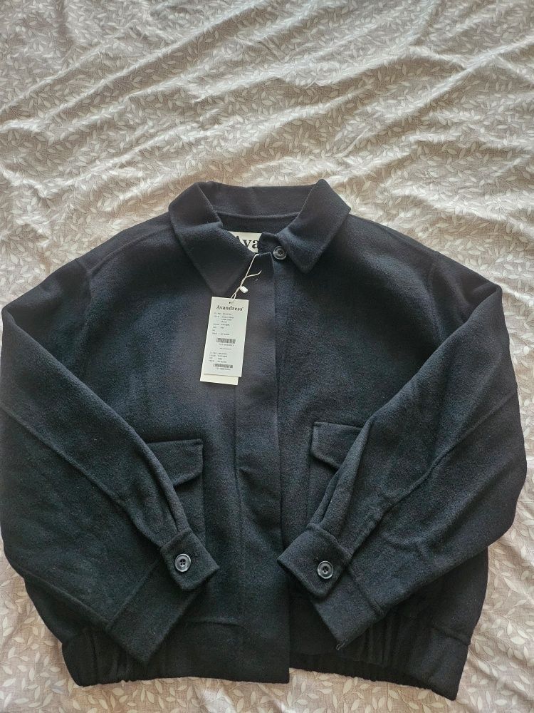 MUSINSA | AVANDRESS Modern Wool Collar Jacket BLACK