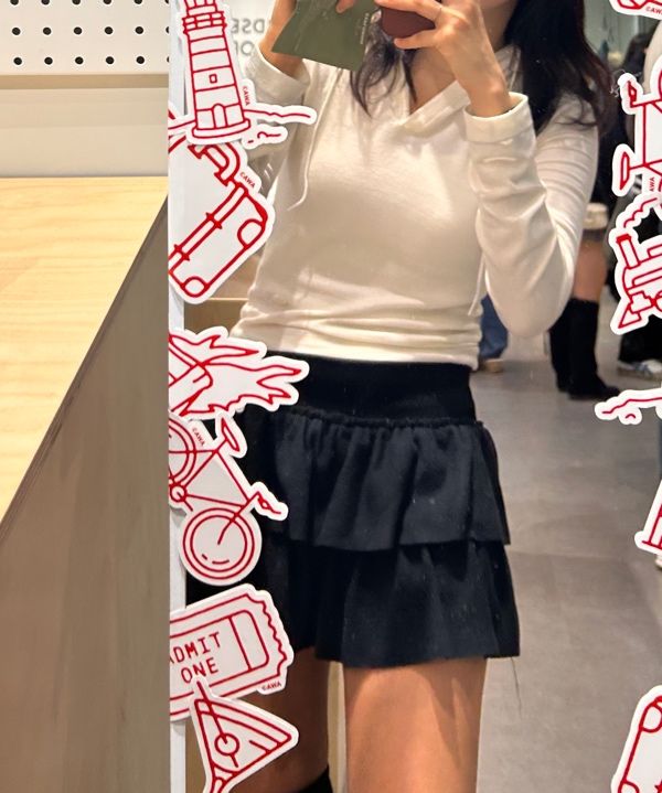 ★24-25FW新作★RONRON★ANGORA CANCAN RUFFLE PANTSKIRT MUSINSA | RONRON ANGORA CANCAN RUFFLE PANTSKIRT BLACK