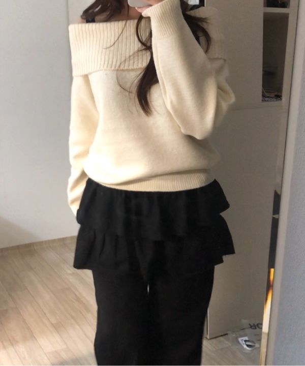 MUSINSA公式 | RONRON CANCAN RUFFLE LAYERED PANTSKIRT BLACK