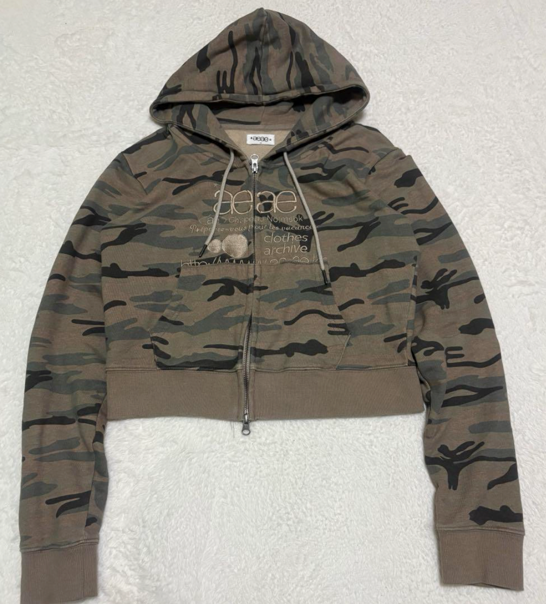 aeae パーカー WEB LOGO CROP HOOD ZIP UP 迷彩 WEB LOGO CROP HOOD ZIP UP [CAMO GREEN] – aeae JAPAN