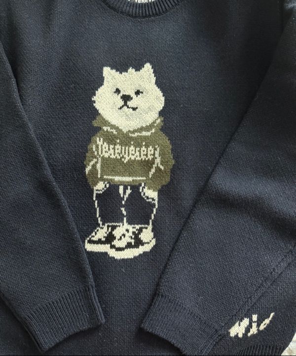 MUSINSA | YESEYESEE WID x Y.E.S Dog Graphic Knit Pullover Navy