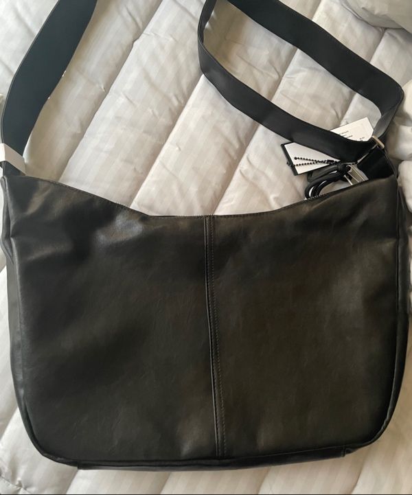 MUSINSA | MAISON MINED LEATHER HOBO BAG BLACK