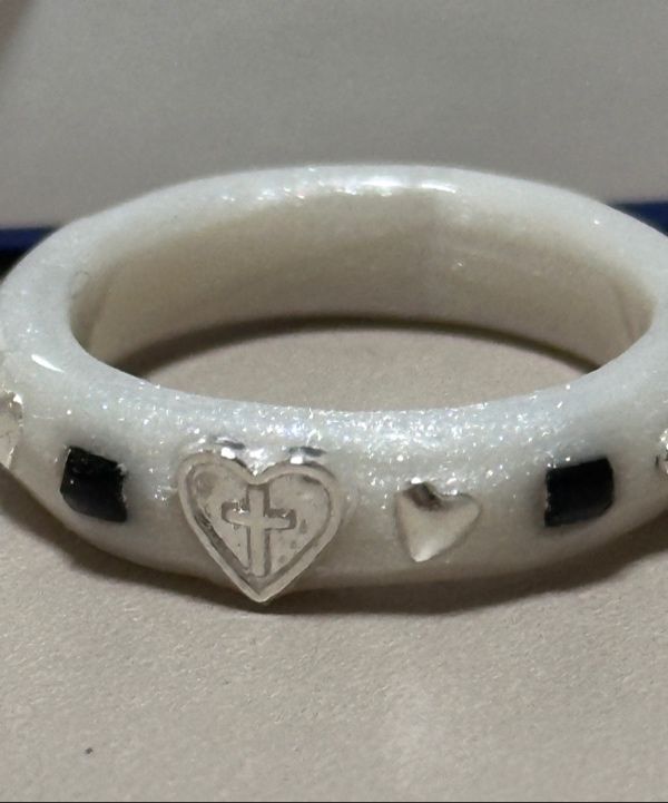 [韓国人気ジュエリー] nff Heart Term Ring White MUSINSA | NFF heart term ring-white