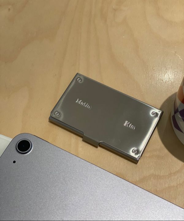 MUSINSA | MATIN KIM SIGNATURE METAL BUSINESS CARD CASE IN SILVER