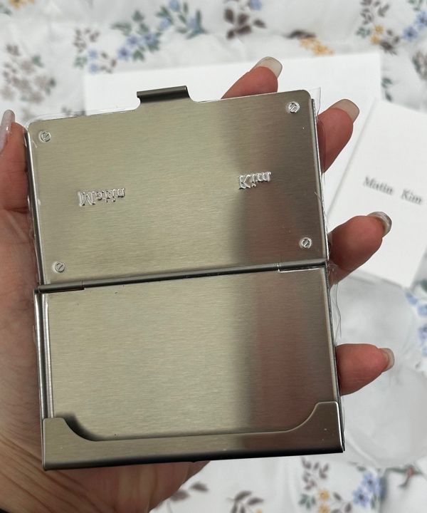 MUSINSA | MATIN KIM SIGNATURE METAL BUSINESS CARD CASE IN SILVER