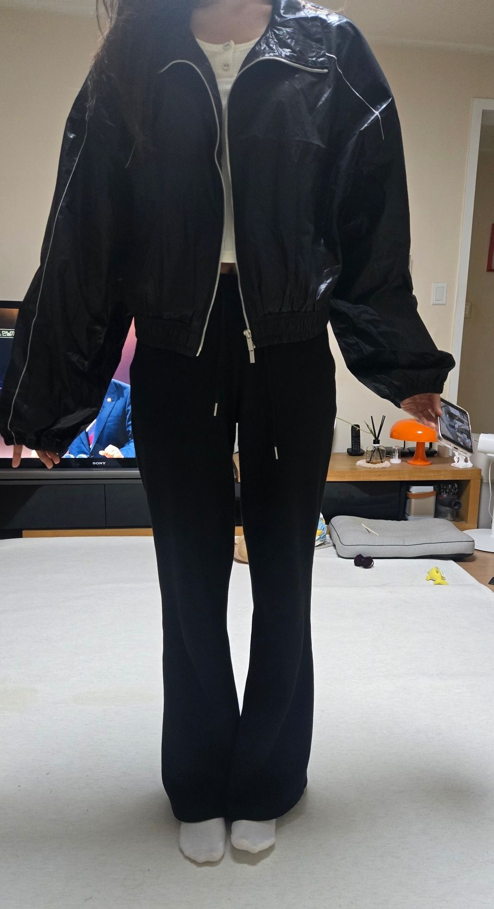 MUSINSA | MATIN KIM MATIN COATING CROP BLOUSON IN BLACK