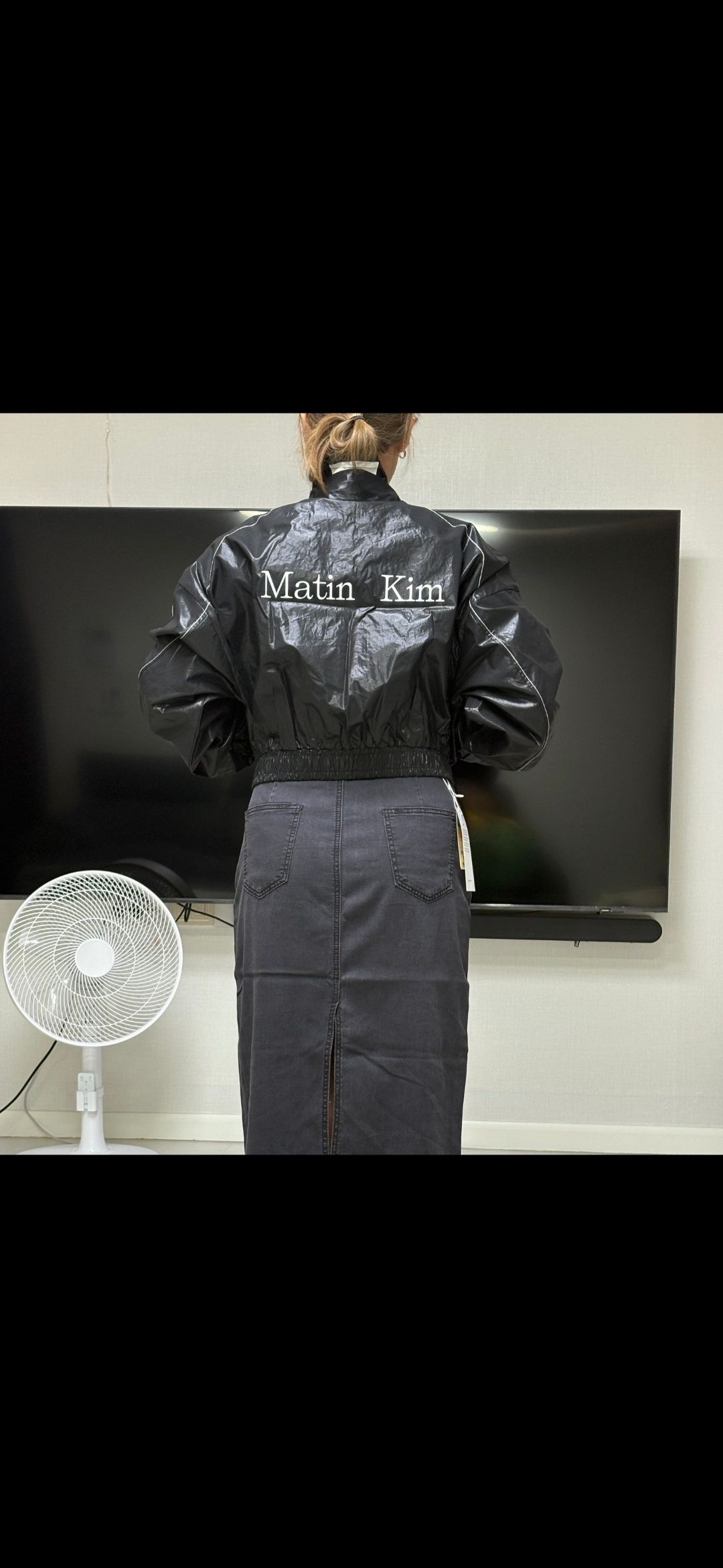 MUSINSA | MATIN KIM MATIN COATING CROP BLOUSON IN BLACK