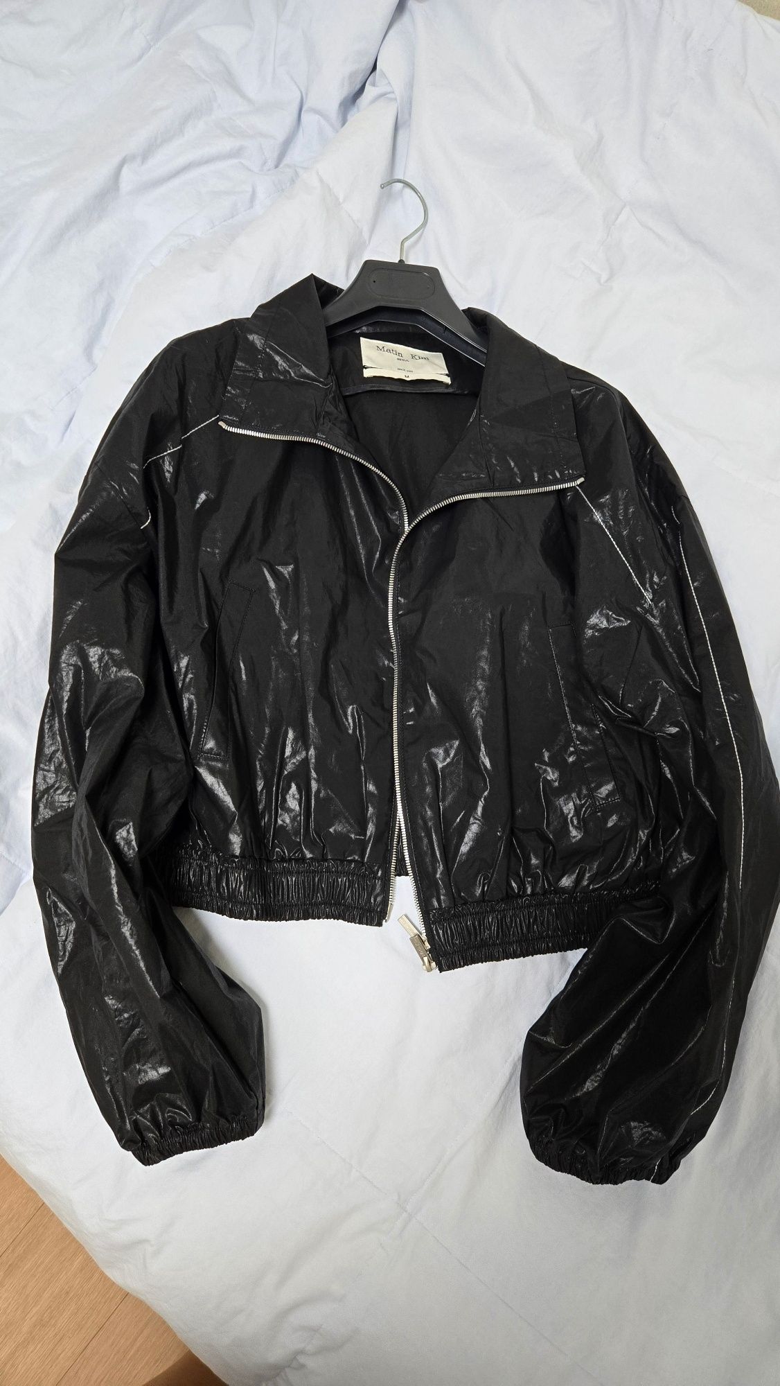 MUSINSA | MATIN KIM MATIN COATING CROP BLOUSON IN BLACK