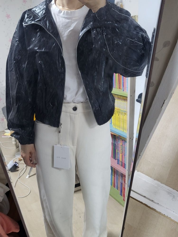 MUSINSA | MATIN KIM MATIN COATING CROP BLOUSON IN BLACK