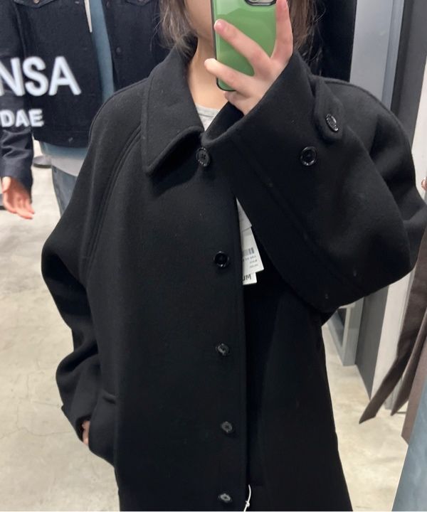 MUSINSA | INSILENCE WOMEN Soft Half Balmacaan Coat BLACK