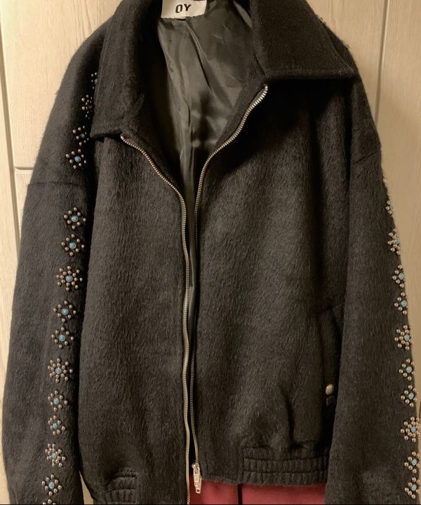 ★OY★TURQUOISE STUD HAIRY WOOL JACKET - BLACK★正規品/人気 OY/オーワイ』 TURQUOISE STUD HAIRY WOOL JACKET/ターコイズ