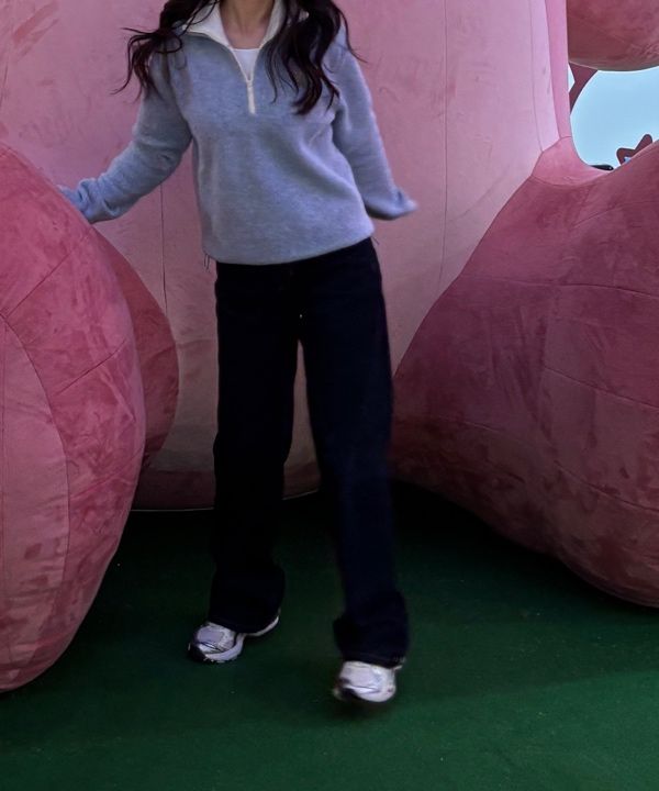 MUSINSA公式 | SATUR (W) Crop Half Neck Fleece Knit Zip-Up